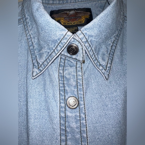 Harley-Davidson Denim Vest | Y2K Vintage | Size M - Picture 5 of 9